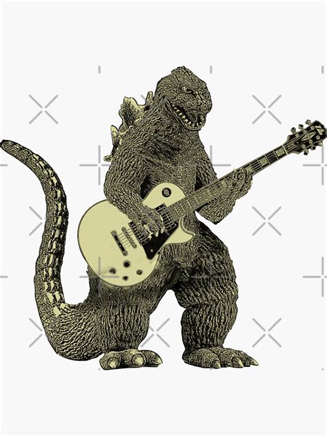 Godzilla Playing Guitar Sticker For Sale By Brauchlebaron Redbubble