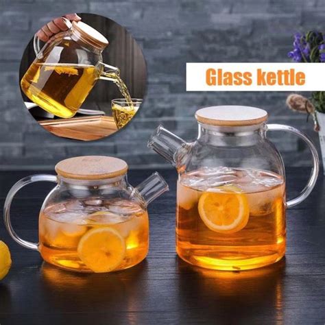 Ml Heat Resistant Transparent Borosilicate Glass Tea Pot With