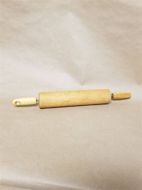 Vintage Wood Rolling Pin With Tapered Wood Handles Kitchen Etsy