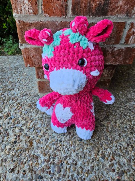 Crochet Strawberry Cow Amigurumi Cow Cow Plush Strawberry Cow Plush