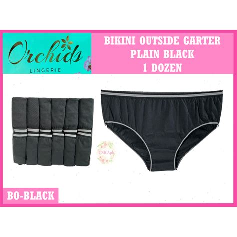 ORCHIDS BIKINI 1 DOZEN OUTSIDE GARTER LOW WAIST PLAIN BLACK ADULT