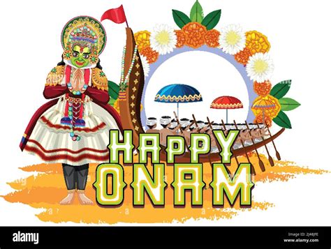 Onam Hindu Harvest Festival Poster Illustration Stock Vector Image