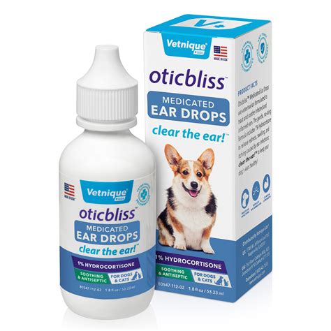 Vetnique Labs Oticbliss Medicated Ear Drops For Dogs And Cats 18 Fl Oz