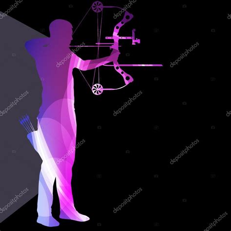 Archer training bow man silhouette illustration vector backgroun Stock ...