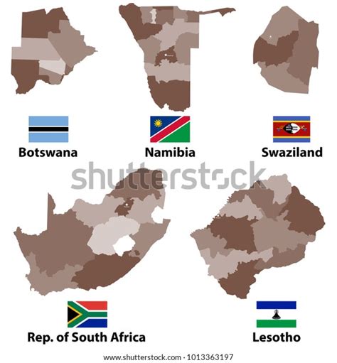 Vector Maps Flags Southern Africa Countries Stock Vector Royalty Free