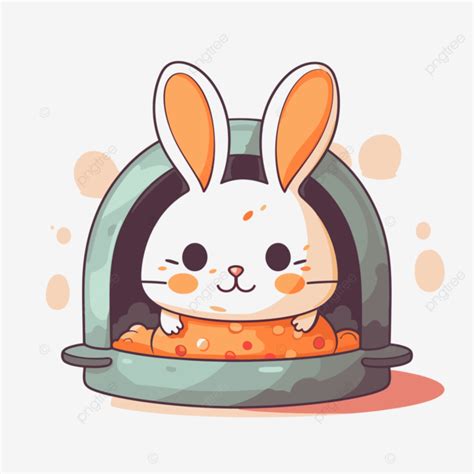 Bun In The Oven Vector Sticker Clipart Cute Rabbit Inside Pot Of