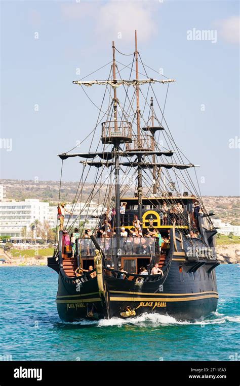 Tourists On The Black Pearl Themed Pirate Ship Returning To Ayia Napa