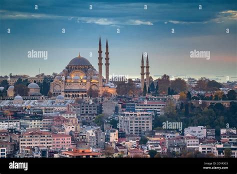 Landscape view on Süleymaniye Mosque or Süleymaniye Camii mosque in the