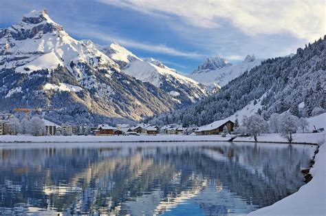 Papel De Parede Panorama Lago Reflex O Neve Inverno Su A Alpes