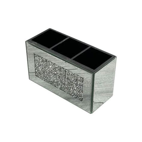 Sparkly Crushed Diamond Mirrored Jewellery Box Large Silver Luxury