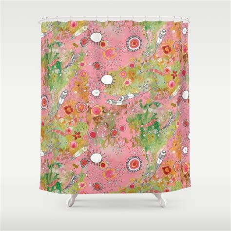 Boho Chic Shower Curtain Bohemian Pink Art Feather Shower Etsy