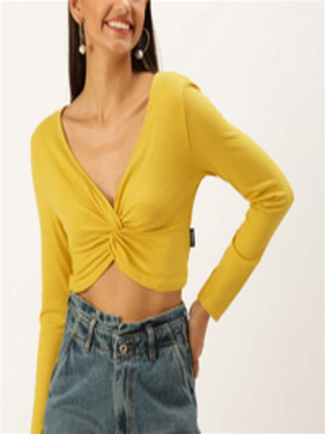 Buy Forever 21 Women Yellow Solid Ribbed Crop Top Tops For Women 17982324 Myntra