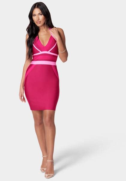 Halter Neck Bandage Dress Bebe