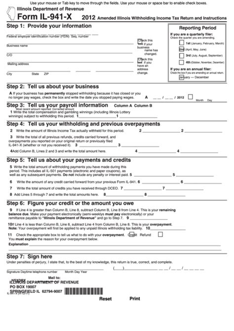 Printable Il 941 Form Printable Forms Free Online