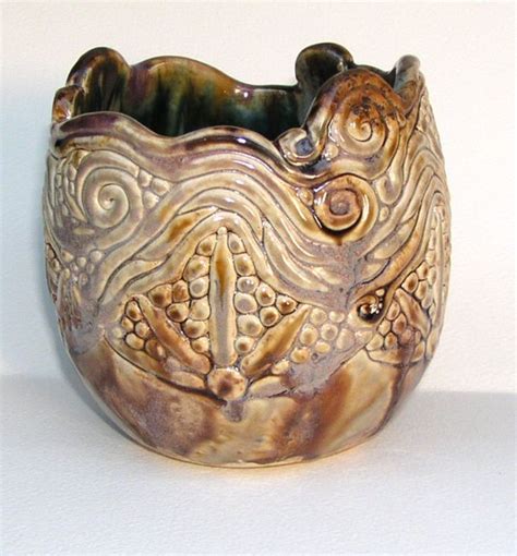 Exposed Coil Bowl With Brown And Green Glaze Coiled Vessel Etsy