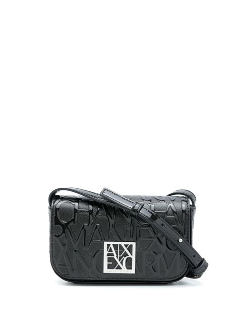 Armani Exchange Embossed Logo Crossbody Bag Black Farfetch Ao