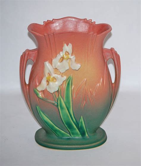 Roseville Pottery Iris Pink Vase From Just Art Pottery Pottery