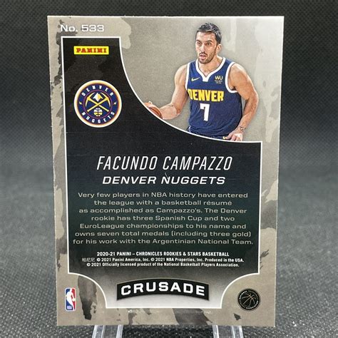 Facundo Campazzo Panini Chronicles Rookies Stars Crusade