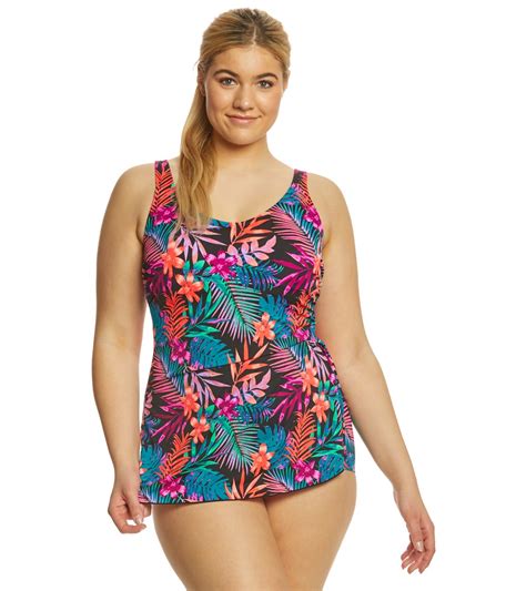 T H E Plus Size Mastectomy Tropicana Sarong One Piece Swimsuit At