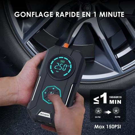 BUVAYE Compresseur à Air Portatif YS01 Gonfleur Pneus Voiture 150PSI