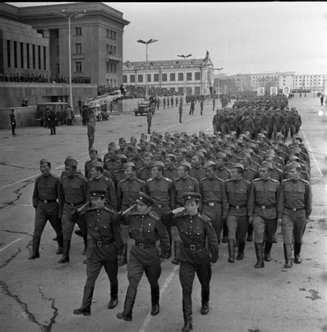 Officers and enlisted servicemen of the Mongolian People's Army ...