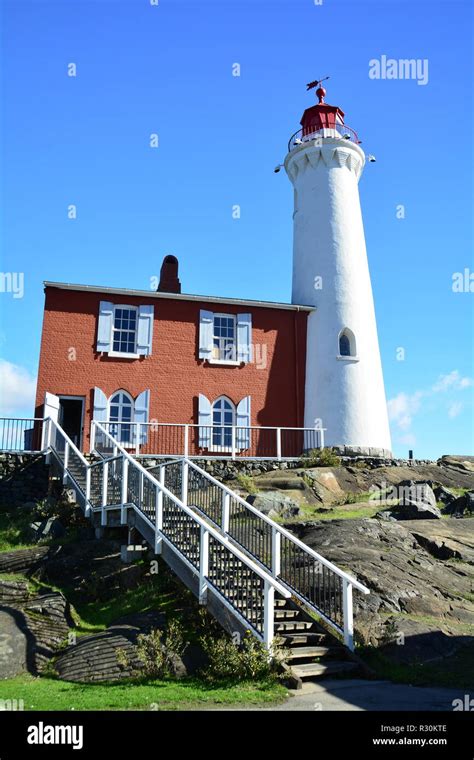 Fisgard Lighthouse At Fort Rodd Hill National Historic Park In Victoria