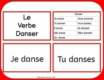 Le Verbe Danser French Verb Flashcards With Gender Neutral Pronouns