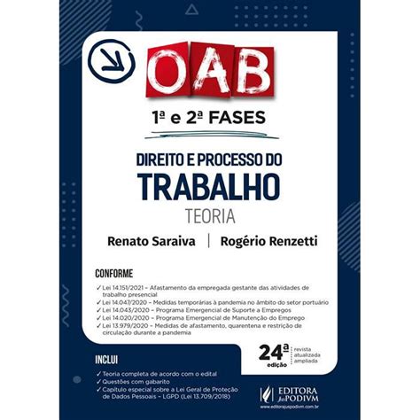 Direito E Processo Do Trabalho Teoria E Fases Da Oab Em Promo O Na