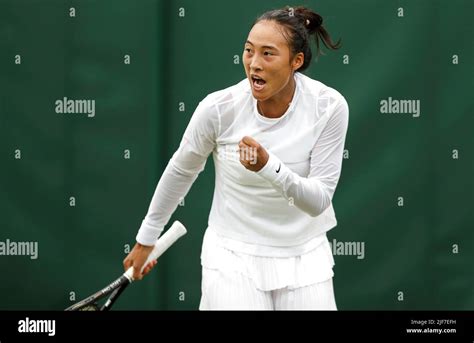 London Britain 30th June 2022 Zheng Qinwen Of China Celebrates