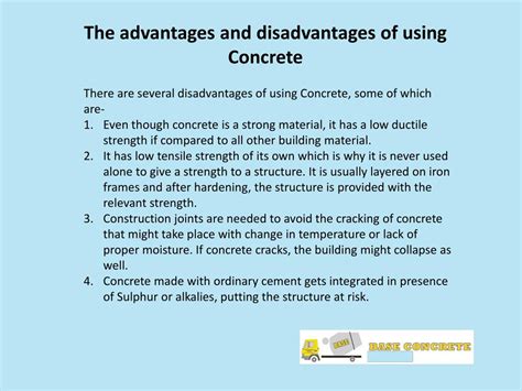 PPT The Advantages And Disadvantages Of Using Concrete PowerPoint