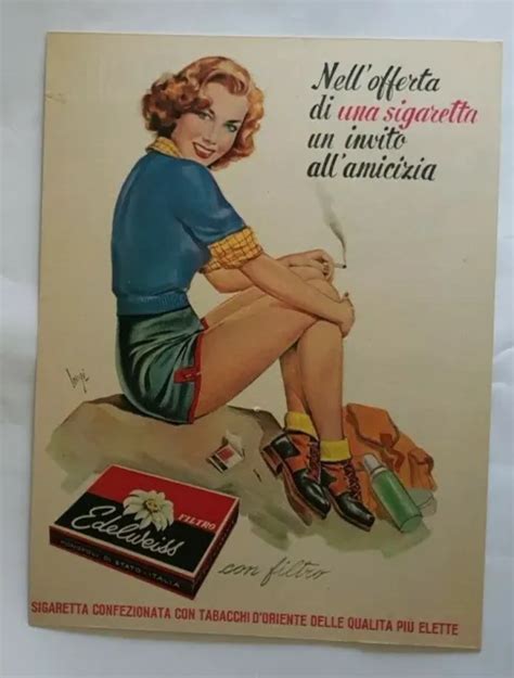 CARTELLI PUBBLICITARI EDLVEISS Sigarette Anni 50 EUR 29 90 PicClick IT