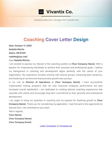 Free Coach Letter Templates Editable And Printable