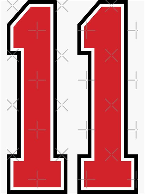 Sports Number 11 Red Black Color Lucky Sport Eleven Sticker By