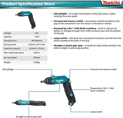 Makita DF001DW 3 6V In Line Cordless Screwdriver MisterKIO Your