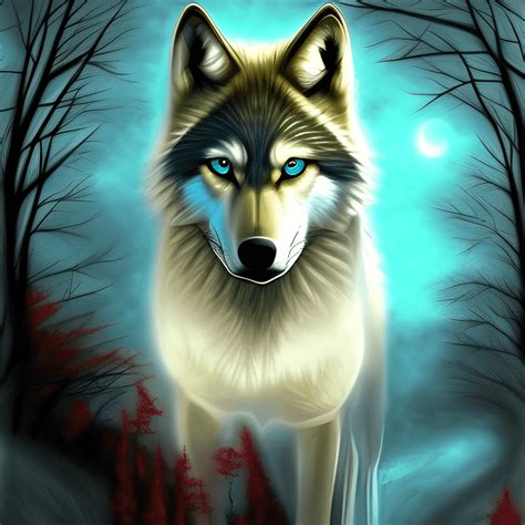 Fantasy Wolf Surreal Art Graphic · Creative Fabrica