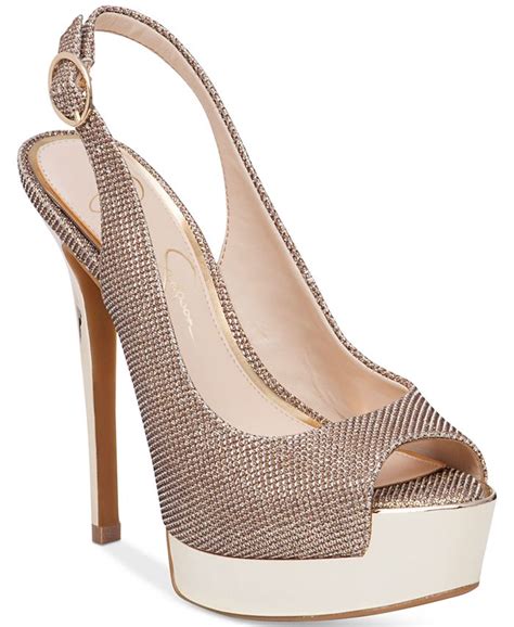 Jessica Simpson Kabale Peep Toe Slingback Platform Pumps Macys