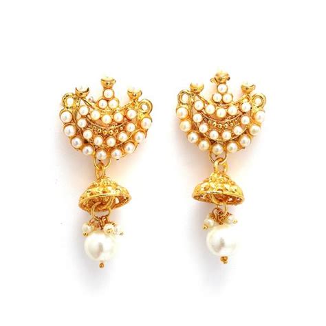 ZENEME Woman Gold Plated White Pearl Studded Beaded Temple Jewellery