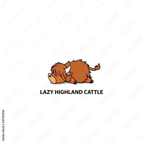 Lazy highland cattle, cute highland cow sleeping icon, logo design, vector illustration Stock ...