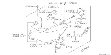 Subaru Impreza Sealed Beam Headlight Lens And Body Head 84913FJ410