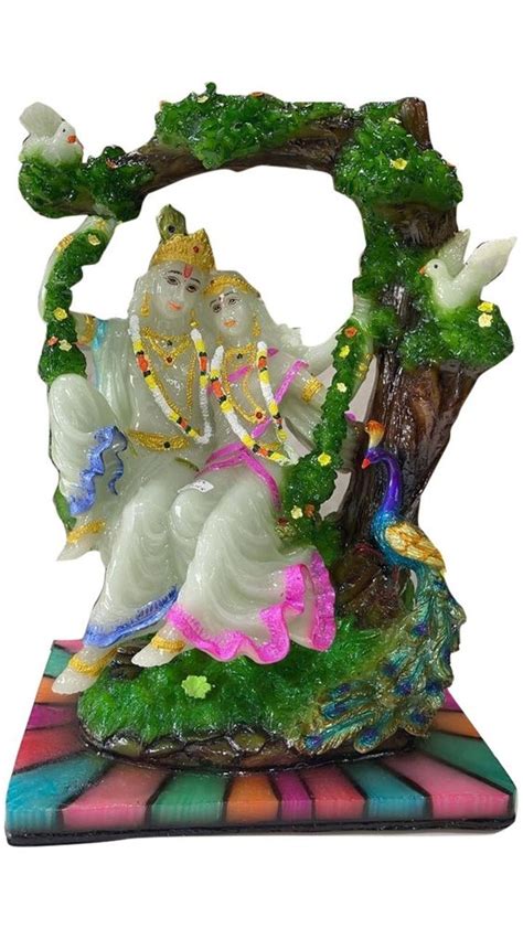 Multicolor Ceramic Radha Krishna Swing Statue, Packaging Type: Box ...