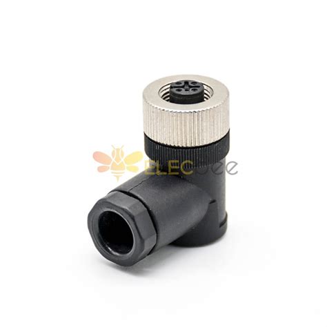 M12 Field Wireable Connector A Code Right Angle 4pin Female Non Shield