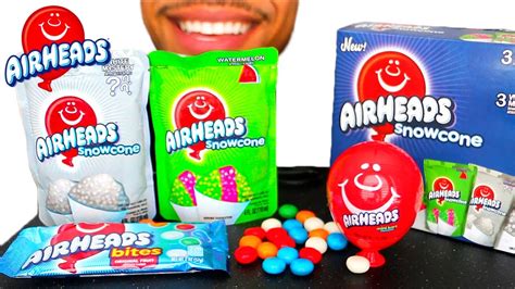 AIRHEADS SNOWCONE WHITE MYSTERY WATERMELON FLAVORS | AIRHEADS BITES CANDY | ASMR MUKBANG NO ...