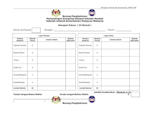 Doc Borang Penghakiman Kompang Selawat Dokumentips