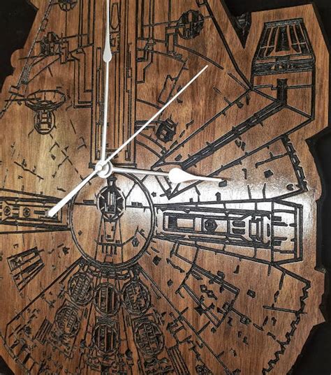 Star Wars Millennium Falcon Clock Engraved Wall Art Custom Etsy