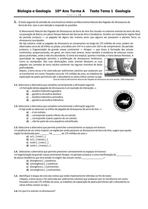 SOLUTION Teste De Biologia 1 Subsistemas Terrestres Rochas E Racioc