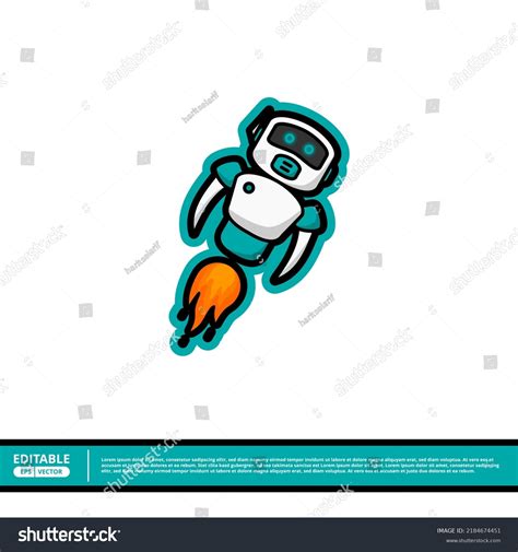 cute flying robot cartoon vector illustration stock vector royalty