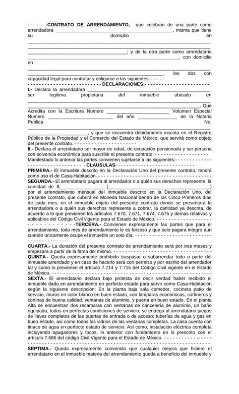 Pdf Contrato De Arrendamiento Formato Dokumentips