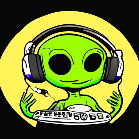 Weed Alien With Music Vector Illustration Cartoon Premium Ai