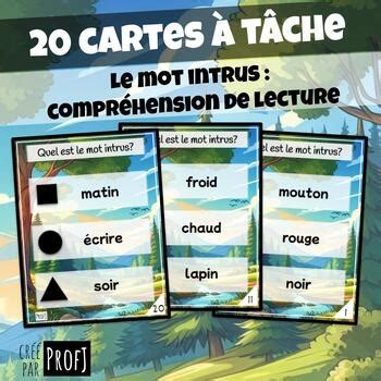 Cartes T Che Task Cards Le Mot Intrus Lecture Reading