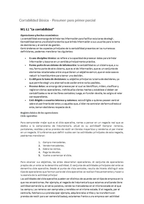 Contabilidad Basica Resumen Primer Parcial Contabilidad B Sica